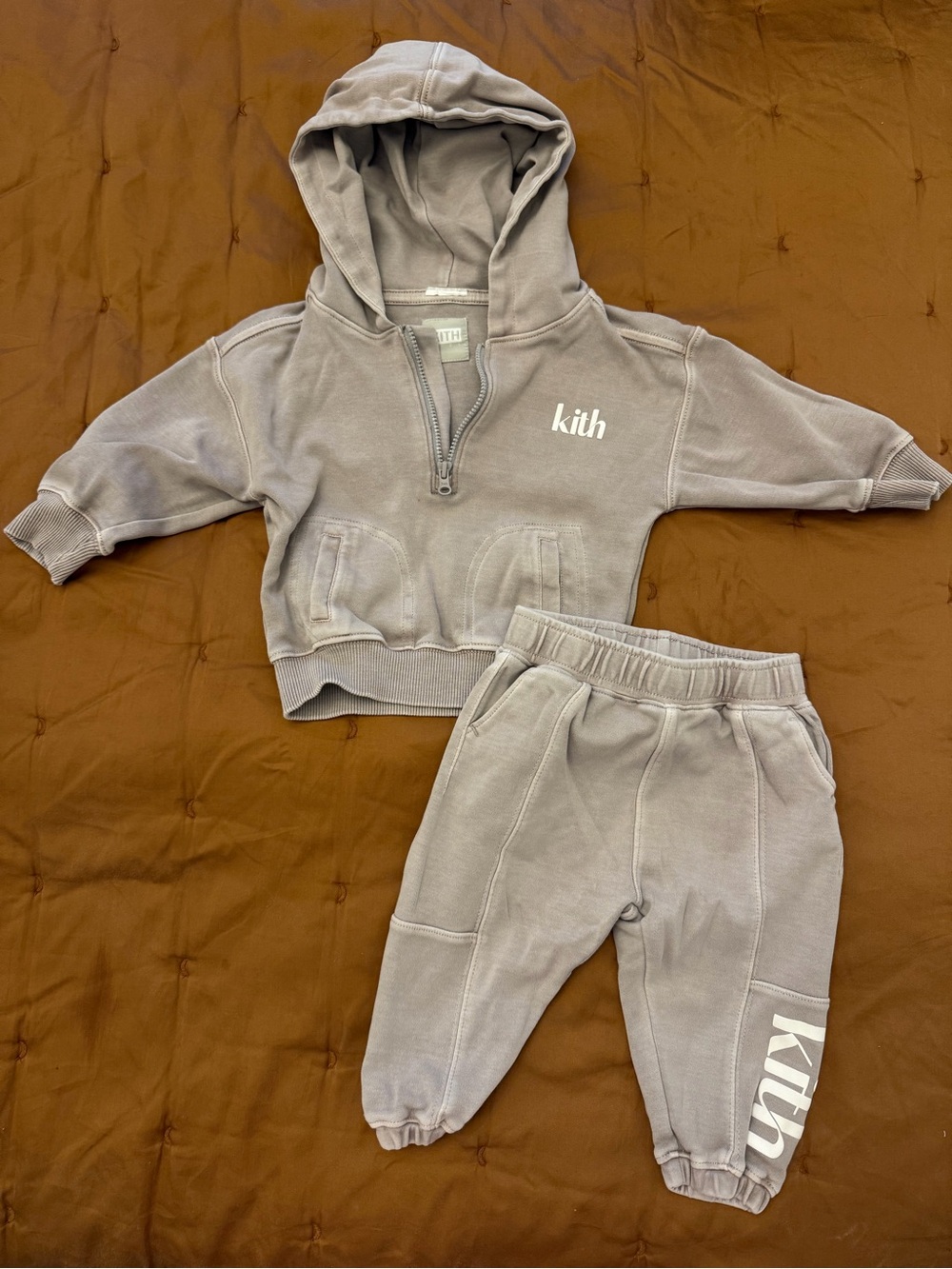 Kith Kids 6-9 Months Light Gray Hoodie & Joggers Set
